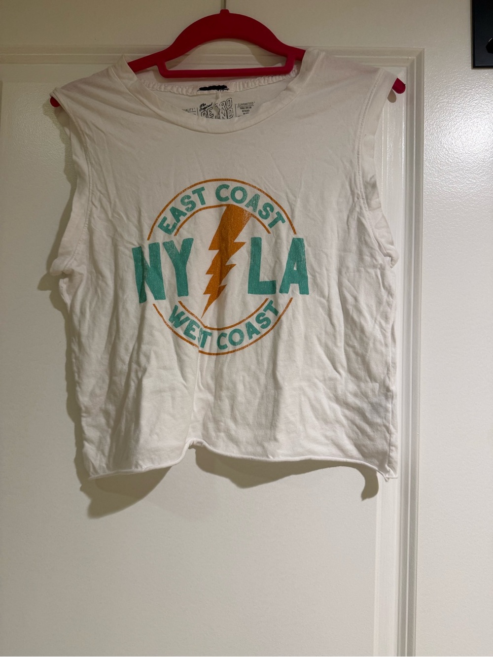 Original Retro Brand White Tank with Teal & Gold Graphic